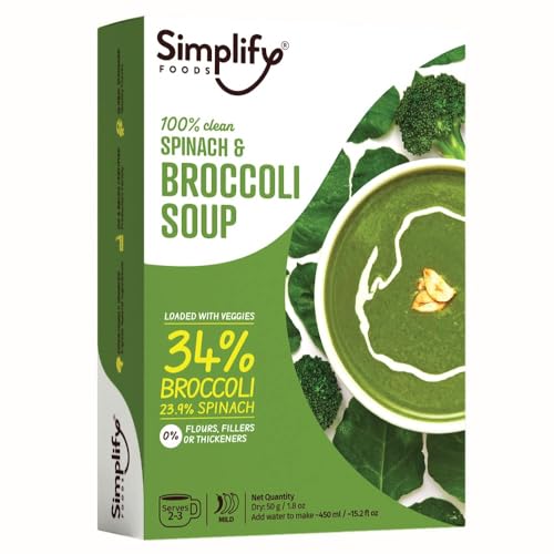 Spinach & Broccoli Soup - Pack of 1 (Serves 3 to 4) I Makes 500ml | Home Style Ready To Eat - Instant Soup Packet | 0% Additives and Preservatives