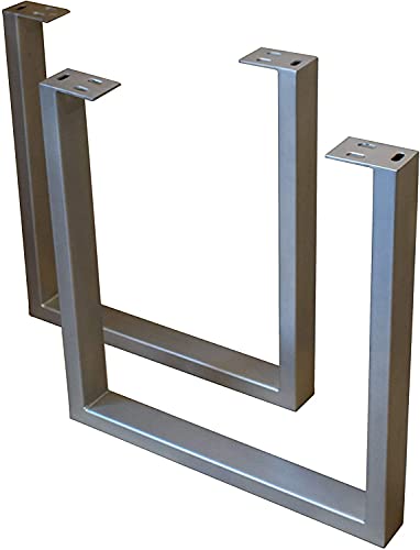 SAM Tischgestell, 2er Set, Roheisen lackiert, Silber, Kufengestell für Holztische, 70 x 74 cm