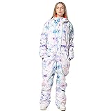HOTIAN Women's One Piece Ski Jumpsuit - Winter Outdoor Snow Suit Waterproof Snowboard Overall (L, s1)