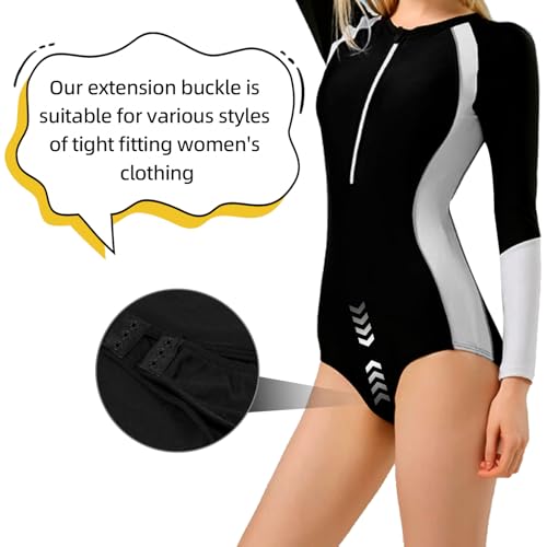 Xingch Body Damen verlängerndes, weiches und komfortables Design mit Druckknöpfen | Fügt enger Kleidung mehr Länge hinzu | Abnehmbar und waschbar (schwarz, Drei Knöpfe)