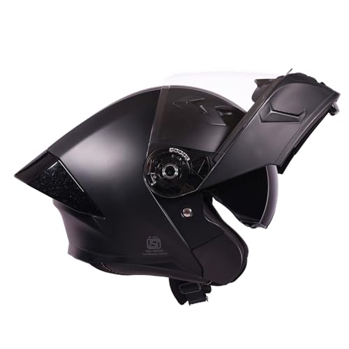 Image of Royal Enfield Stealth Modular Helmet with A Free Visor | ISI & DOT Certified | HIGH IMAPACT Grade ABS & Fiberglass | Internal Fabric- POLYGEINE | HIGH Density EPS Liner MATT Black (XL) 62CM