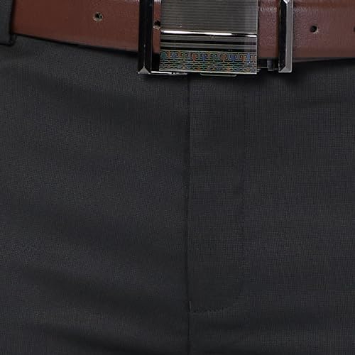 Image of Raymond Men's Mid Rise Slim Fit Structure Pattern Polyester Blend Pleated Formal Trouser