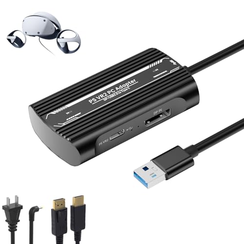 PSVR2 PC Adapter Accessories Kit.Includes DP1.4 Cable and Expandable Power Adapter. Expand Your PSVR2 Game Library to Achieve Stable Links Reduce Game Latency Keep Your Equipment Running Smoothly.