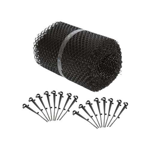 Grillages de Protection pour gouttière avec 15clips de Fixation,Grillage gouttière,8 m de Long,Plastique,Protection Anti-Feuilles mortes,15cm de Large,Pratique,Noir...