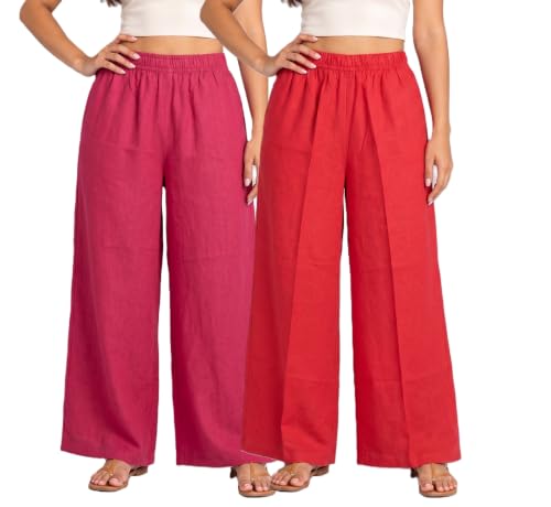 Image of Plaazo Women's Cotton Palazzo | Wide Leg Palazzo for Women | Soft Breathable High Waist Bottom Wear | Comfortable Casual, Office, Travel for Women