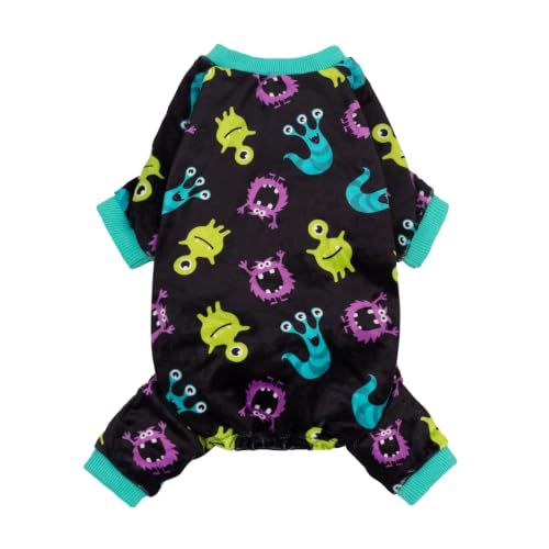 Image of Fitwarm Cute Monster Halloween Dog Pajamas, Funny Costumes for Small Dogs Boy Girl, Festive Pet Clothes, Green, Purple, Black, XS