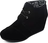 TOMS Desert Wedge Black Suede Boot 10006248 Womens 11