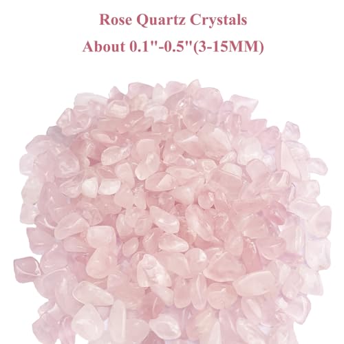 Image of 1lb Rose Quartz Crystals, Vase Filler Stones, Pink Crushed Rose Quartz Chips, Decorative Marbles for Vases, Pebbles for Indoor Plants, Gravel for Fish Tank Aquarium