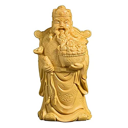 God of Wealth statue en bois pour harmoniser les énergies et réduire le stress