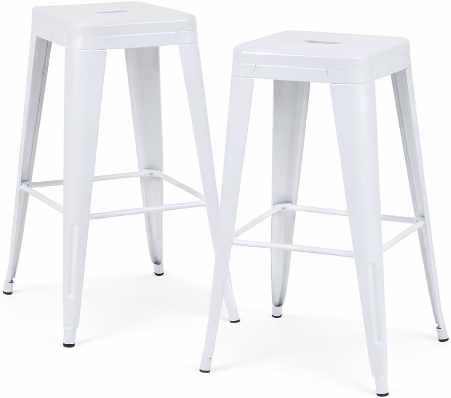 Outdoor Metal Bar Stools 30 Inch Set of 4,Weather-Resistant Patio Bar Stools,Designed for Garden, Patio & Outdoor Bar Seating (Purple)