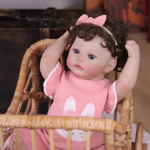 Muñeca Reborn bebé realista con cuerpo de vinilo de 16 pulg miniatura 3