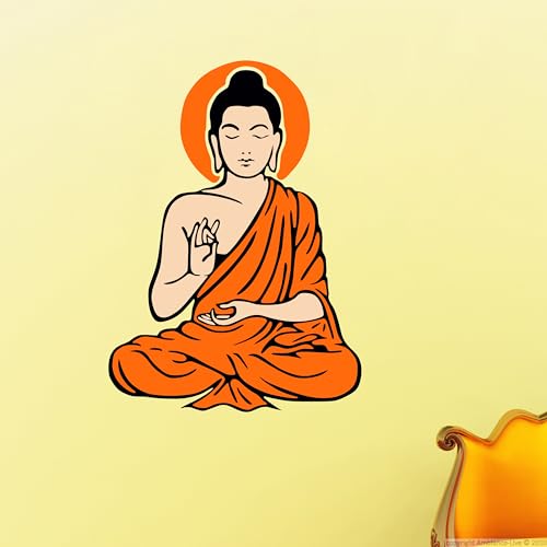 Image of Lord Buddha PVC Vinyl,Wall Sticker for Home Decor - Ideal for Living Room, Bedroom, Hall, Kids Room, Play Room (Size -45 cm x 45 cm) (Buddha (58 Cm X 43 Cm))