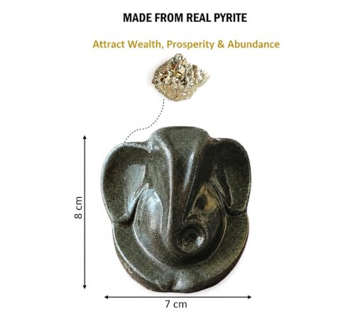 Image of Certified Pyrite Ganesha Idol for Wealth, Success & Vastu | Handmade Lord Ganpati Murti for Home, Office & Temple Decor | Energy Crystal Showpiece Gift for Housewarming & Ganesh Puja