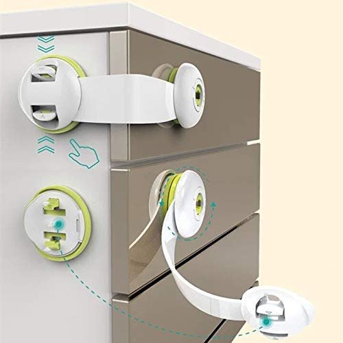 Baby Safety Strap Locks (6 Pack) Cabinet Locks Drawer lock child safety cabinet locks baby safety locks for cabinets and drawers for Fridge Cabinets Drawers Dishwasher Toilet No Drilling