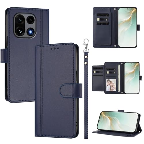 Funda para moto Edge 50 Fusion 5G elegante de piel azul oscuro