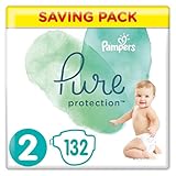 Pampers Baby Nappies Size 2 (4-8 kg / 9-18 lbs), Pure Protection (Harmonie), 132 Count, MONTHLY SAVINGS PACK, Baby Essentials For Newborn