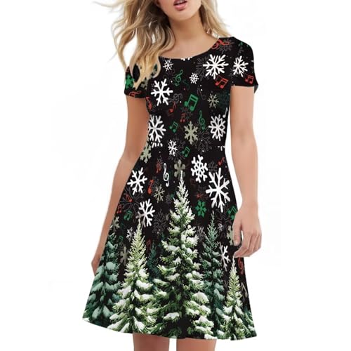 Image of AFPANQZ Womens Casual Summer Lightweight Vintage Dress Short Sleeve Midi Dress Knee-Long Luxury Formal Dress