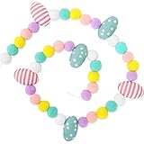 Whaline Easter Felt Pom Pom Banner Easter Egg Felt Hanging Garland Colorful Pom Ball Banner Cute Egg Decorative Hanging Bunting Banner for Easter Holiday Spring Home Mantel Wall Party Supplies, 8.2Ft
