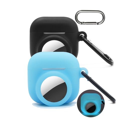 [2�p�b�N] Airpods 4 Airtag�P�[�X�AAirpod 4�p2�C��1�P�[�X�AAirtag�z���_�[�t���A�V���R��GPS�g���b�J�[�J�o�[�A�ÈłŌ���A�u���b�N+�O���[�u���[�B