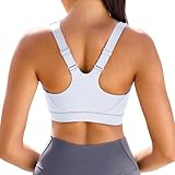 Vorcy Adjustable Sports Bras for Women High Impact Sports Bras Padded Racerback High Support Bras Workout Bra Yoga Bra with Sewn-in Pad White