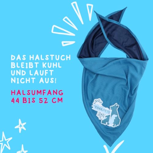 CoolPets Cooling Bandana - Hund Kühlung - Kühlung Halsband - Kühlendes Bandana für Hunden - Einfach zu bedienen - blau - Large