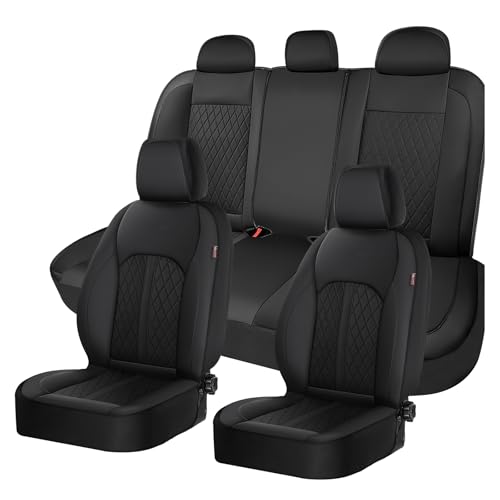 Image of Coverado Universal Leather Seat Covers Full Set for 5 Seats - Waterproof, Durable All-Weather Protector for SUV, Pickup Truck, Sedan (Black)