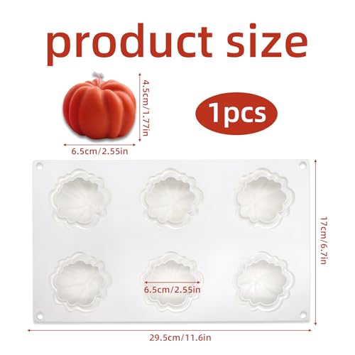 Silicone Pumpkin Moulds, 6 Cavity Halloween Pumpkin Candle Moulds, Christmas Candle Making Mould for Bakeware Dessert Mousse DIY Chocolate Soap Candle, Home Christmas Party Handmade Gift - Image 2