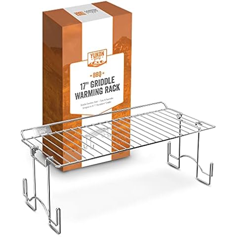 Yukon Glory Griddle Warming Rack, Designed for 17" Blackstone Griddles, One-Step Clip On Attachment, Portable and Collapsible Cover