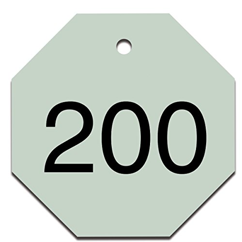Étiquettes numérotées 176 à 200 en plastique octogonal Accuform TDG829WT noir sur blanc x25