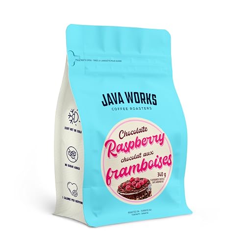 Java Works Coffee - Chocolate Raspberry Flavoured Coffee | 340 grams (12 ounces) | Medium Roast | Whole Bean