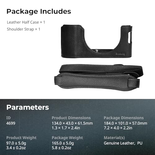 SmallRig X100VI Half Leather Case Kit with Shoulder Strap, Retro Style Leather Camera Half Case with Aluminum Alloy Frame for FUJIFILM X100VI (Black) - 4700