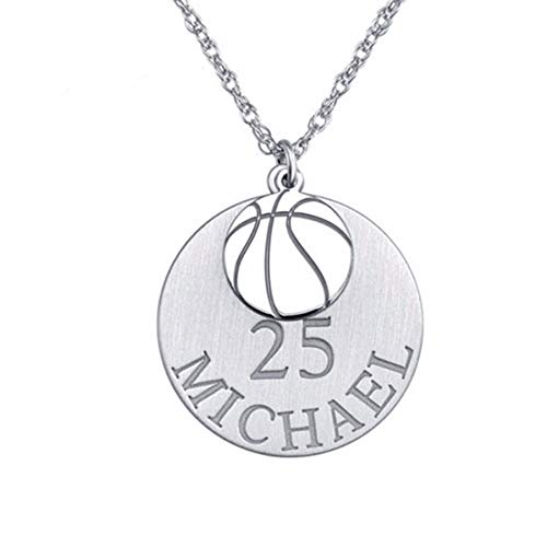 Custom Name Necklace 925 Sterling Silver Personalized Basketball Pendant Engraved Number Chain Jewelry Gift for Women Girls