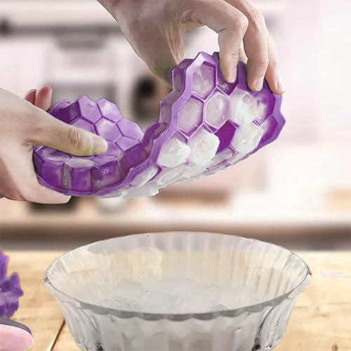 Bandejas para cubitos de hielo con tapa - silicona multicolor miniatura 3