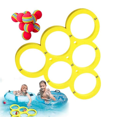 Lanzamiento de pelota flotante de piscina, juego de lanzamiento de agua de piscina,Juegos de lanzamiento flotante de piscina | Juegos al aire libre, juego de lanzamiento de piscina con anillos de