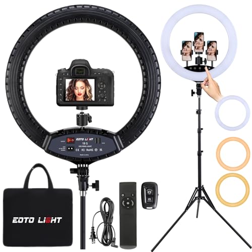 EOTO LIGHT 19 inch LED Ring Light with Tripod Stand, Ring Light w...