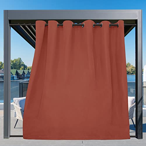 Image of Easy-Going Outdoor Curtains for Patio 1 Panel, 110x120 inch, Terra Red | Waterproof, Windproof, Weatherproof Privacy Outdoor Curtains for Cabanas Porches and Pergolas, Grommet Top and Tab Bottom