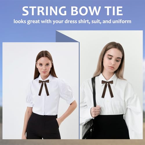 Image of LJBFNN Western Ties for Men Women, Black Clip on Ribbon Bow Tie, Pre-Tied Colonel String Tie for Party Shirt Uniform Wedding