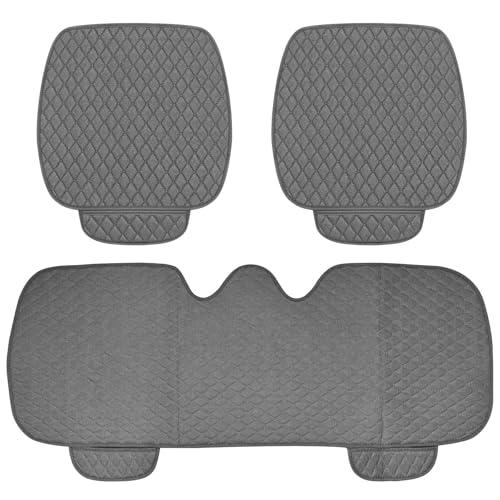 Colexy Juego de 3 Cojines de Asiento de Coche, Universales, Antideslizantes, para Asiento Delantero y Trasero, Fundas de Asiento de Coche, Transpirables, para Asiento de Coche, SUV, Camión (Gris)