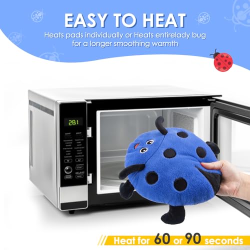 Image of Microwavable Heat Pad for Neck and Shoulders, Warm Compress Wrap, Blue | Cute Unscented Stuffed Animal Moist Heat Pad for Neck, Shoulder, Stitched Heatable Soft Pillow for Cramps, Period
