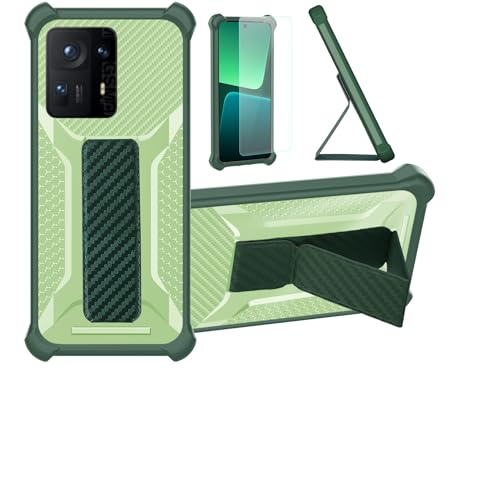 Aroepurt Funda para Xiaomi Mi Mix 4 Funda Carcasa Case Cover [con Protector de Pantalla de Cristal Templado] Híbrida [Soporte Plegable Magnético] [Esmerilado antihuellas] Verde