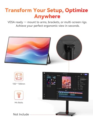 Image of HotYeah 23.8 inch 100Hz Portable Monitor, 1080P FHD 100% sRGB IPS USB-C HDMI Large External Monitor, Home Gaming 2nd Screen w /180 Adjustable Kickstand for MacBook, Laptop, PC, Phone, Tablet, Switch, PS5