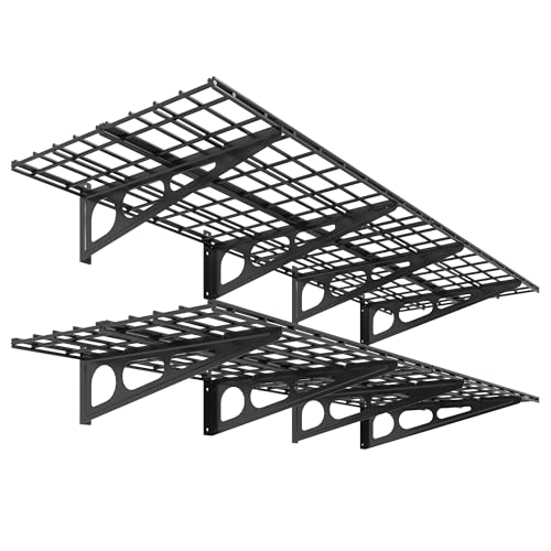 FLEXIMOUNTS 2-Pack 2x6ft Garage Shelving 24-inch-by-72-inch Wall Shelf Garage Storage Rack Floating...