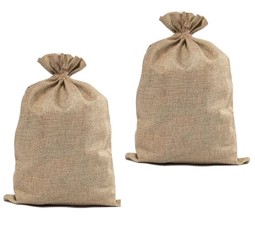 Zplontya 2PCS Burlap Bags 18.5x27.5 Inch Natural Jute Single Burlap Sacks Reusable Plant Grow Bags Root Vegetable Holders Strong Potato Sacks for Gardening Planting Food Storage Outdoor Games