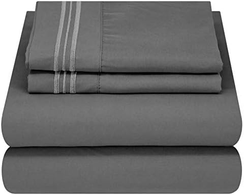 Mezzati Luxury Bed Sheet Set - Soft and Comfortable 1800 Prestige Collection - Brushed Microfiber Bedding (Gray, Queen Size)