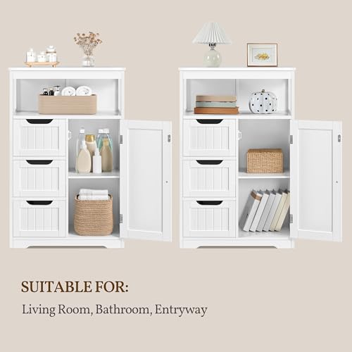 image for Yaheetech Bathroom Floor Cabinet Wooden Storage Organizer with 1 Door 
