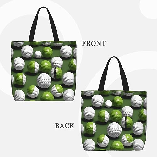 MyPiky Torba do noszenia z nadrukiem piłki golfowej, dla kobiet, torba na ramię, torebka, torba na zakupy wielokrotnego użytku do biura, na zakupy, podróże, czarna, rozmiar uniwersalny, czarny, jeden