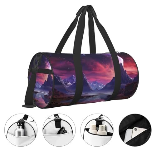 Travel Duffel Bag Sports Gym Bag With Shoes Compartment,Lightweight Overnight Weekender Bag Purple Sky Planet Yoga Gym Sports Bag For Men Women4