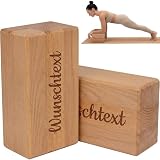 PROJECT OF WOOD Blocco yoga 23 x 15 x 7,5 cm, blocchi di legno personalizzabili con testo desiderato per yoga pilates stretching e meditazione in legno di faggio 2 pezzi