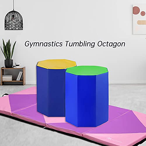 M Hi-Mat Octagon Tumbler 24.4" X 28.7" Octagon Gymnastics Mat Skill Shape Handsprings Backbend Somersault Tumbling Trainer For Home Gym Fitness (Navy Blue & Green) #TOP4