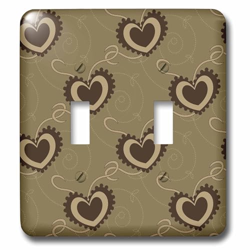 Interruptor doble de corazones marrones para decorar tu salón 2